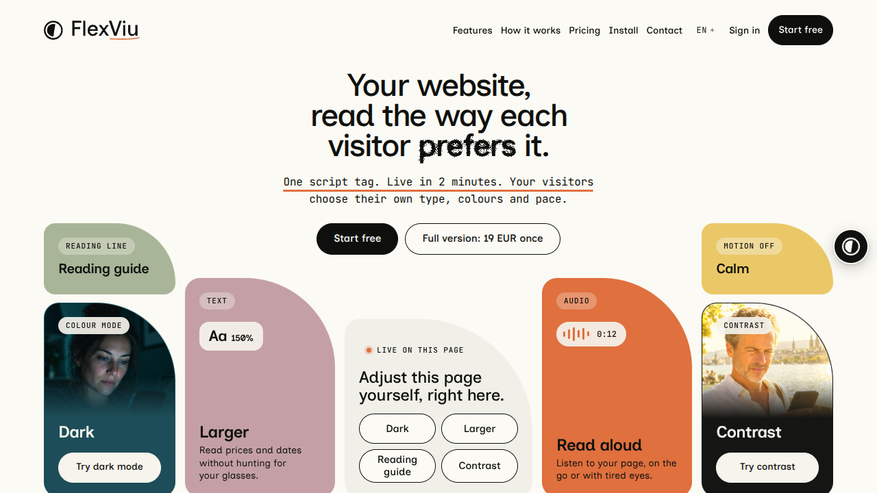 FlexViu Comfort Widget for Websites screenshot 1